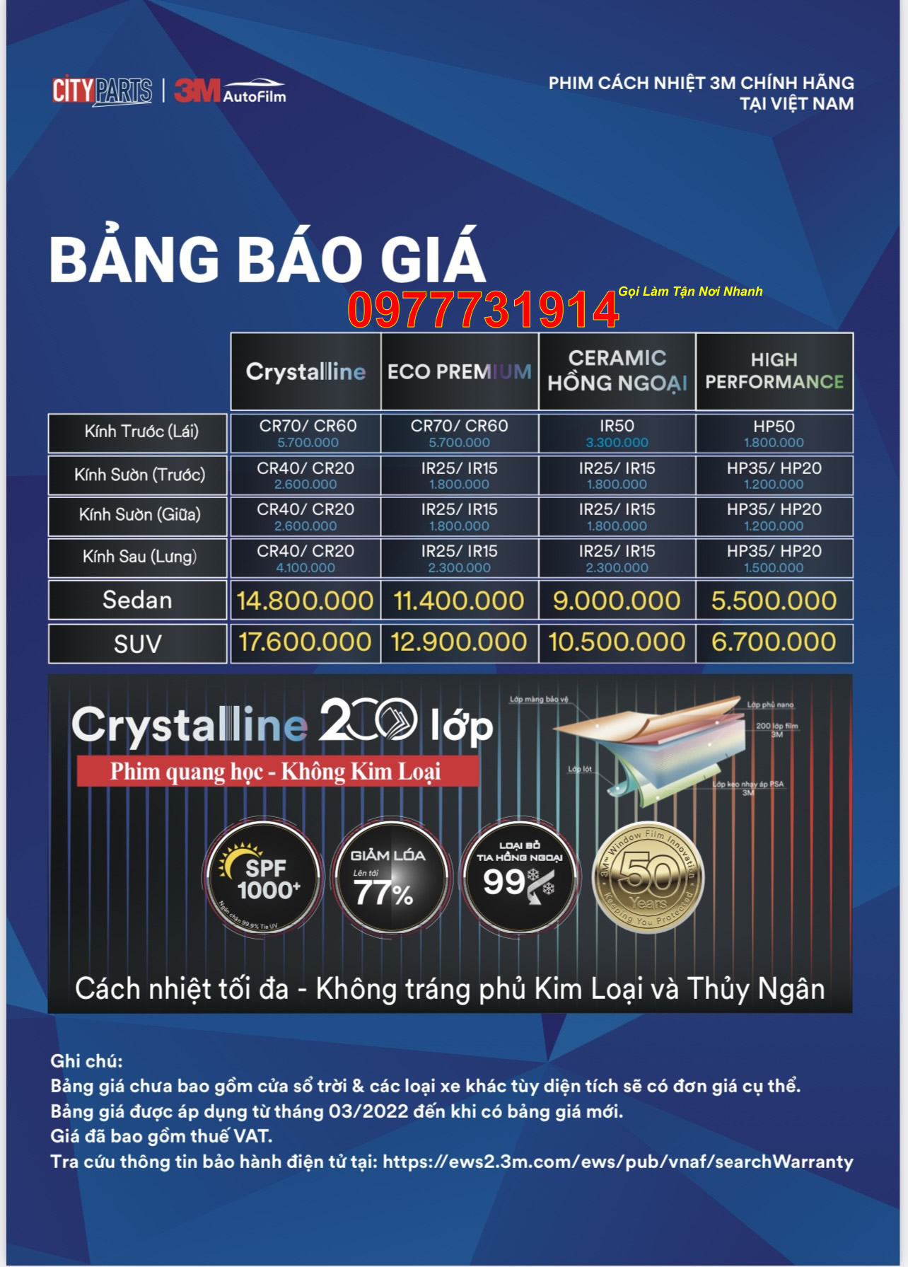 Dán Kính ô tô 3m